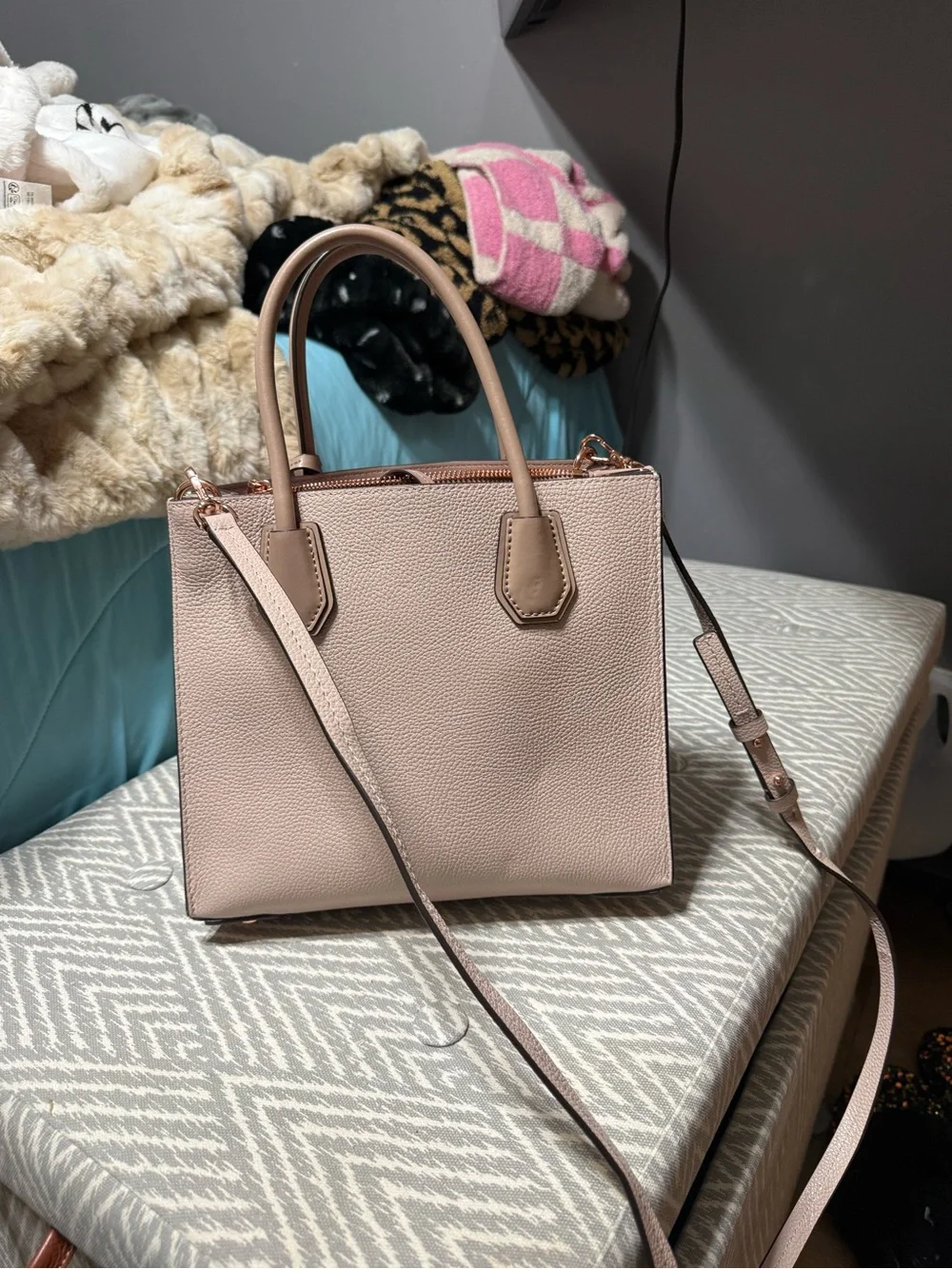 Michael Kors Blush Pink Pebble Leather Satchel